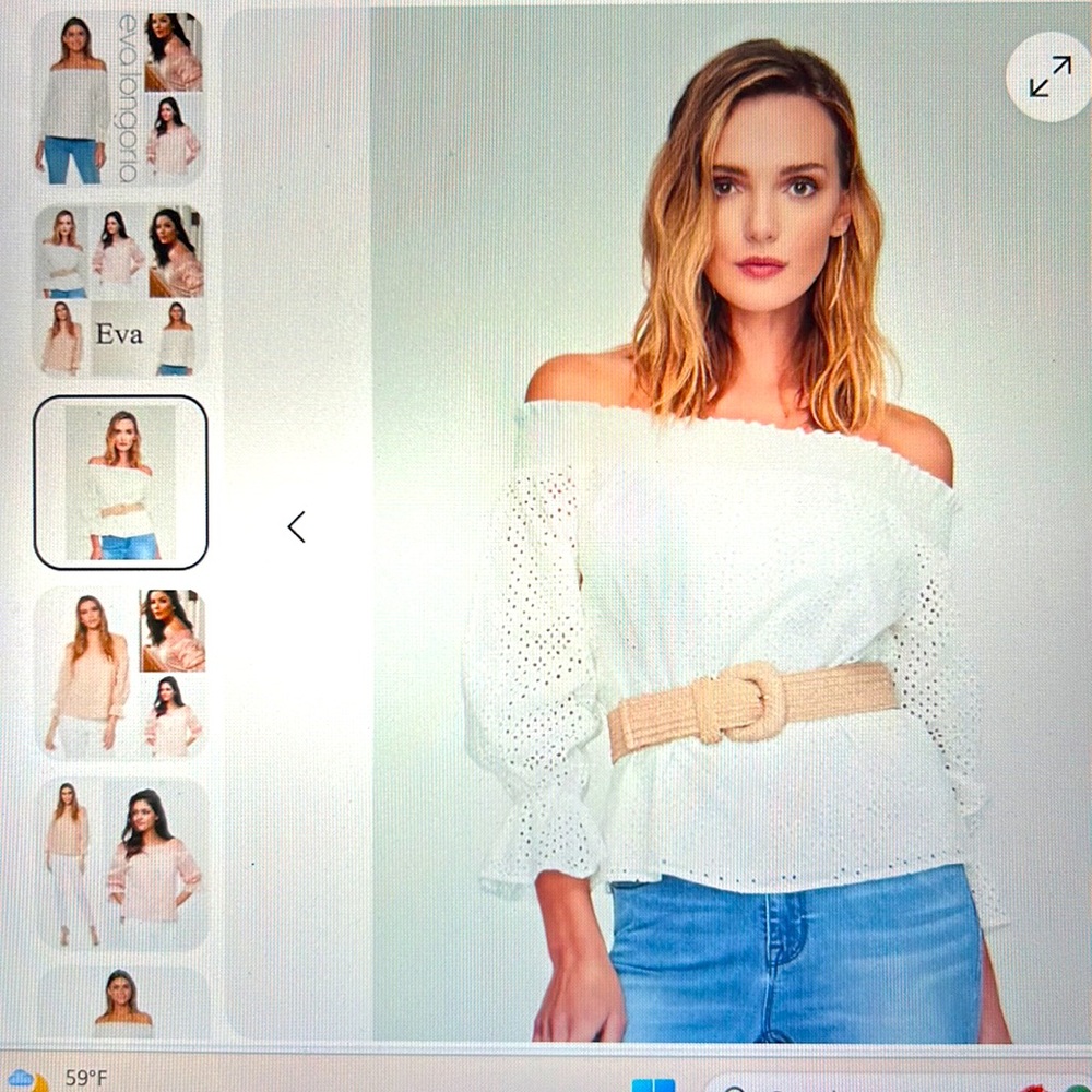 Eva Longoria Revolve Bardot Off Shoulder Lucky Venus White top Medium New